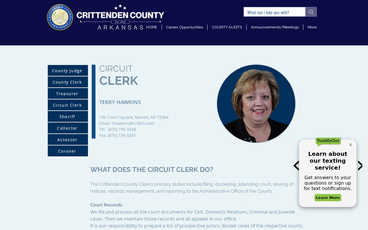 West Memphis residents directory Crittenden Circuit Clerk page