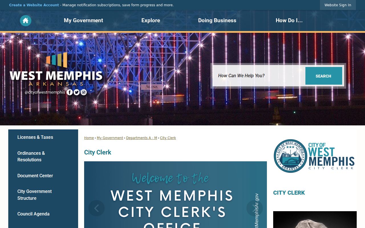 West Memphis residents directory City Clerk records access