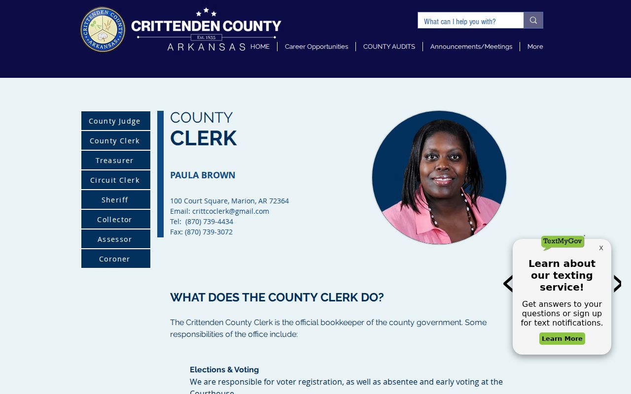 West Memphis neighbors Crittenden County Clerk contact