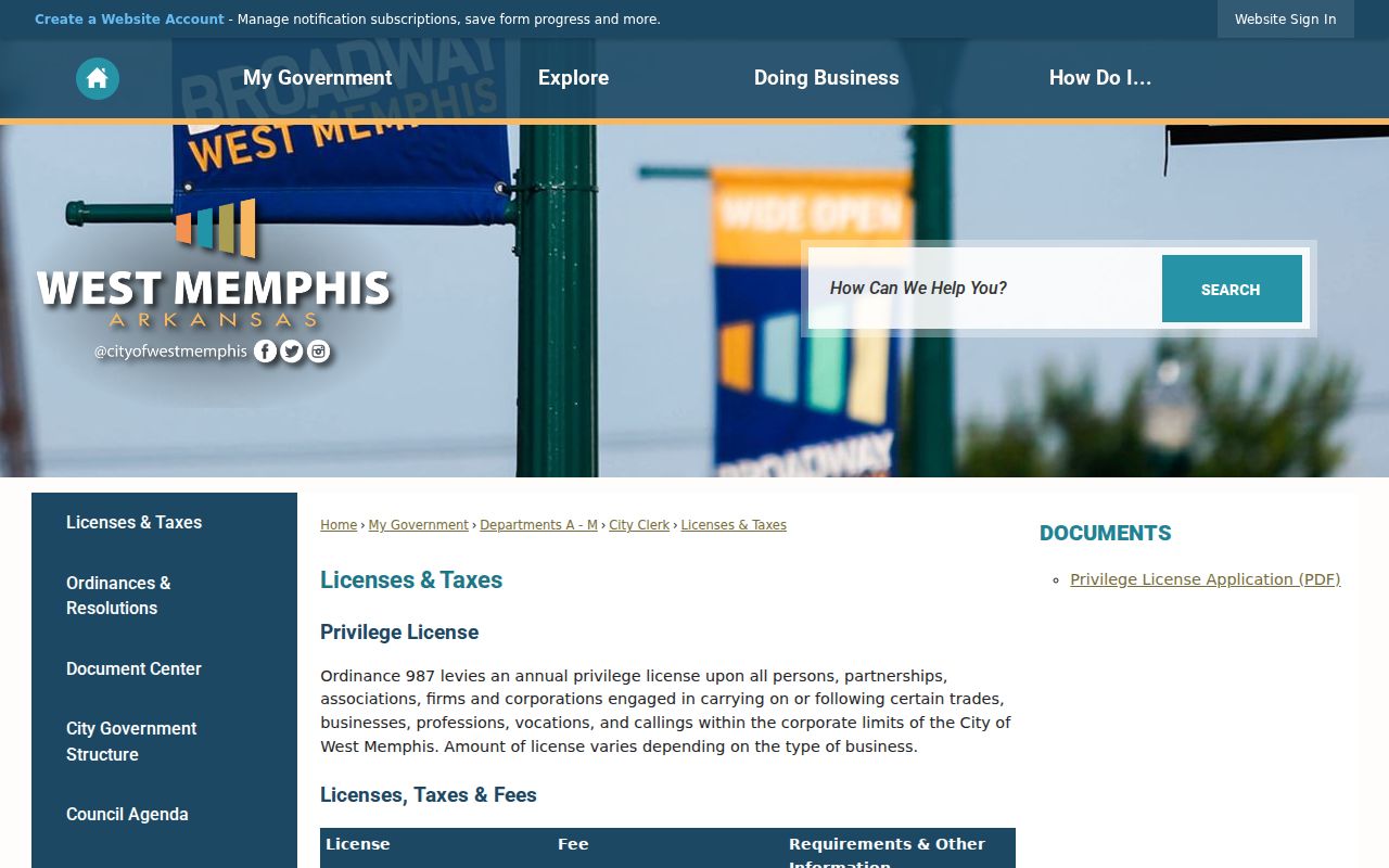 West Memphis neighbors local license records page