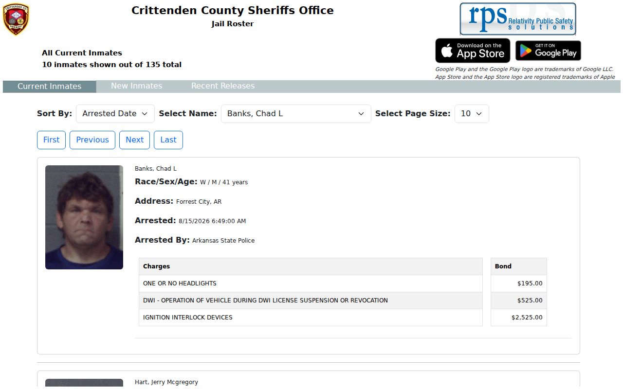 West Memphis resident lookup live county jail roster