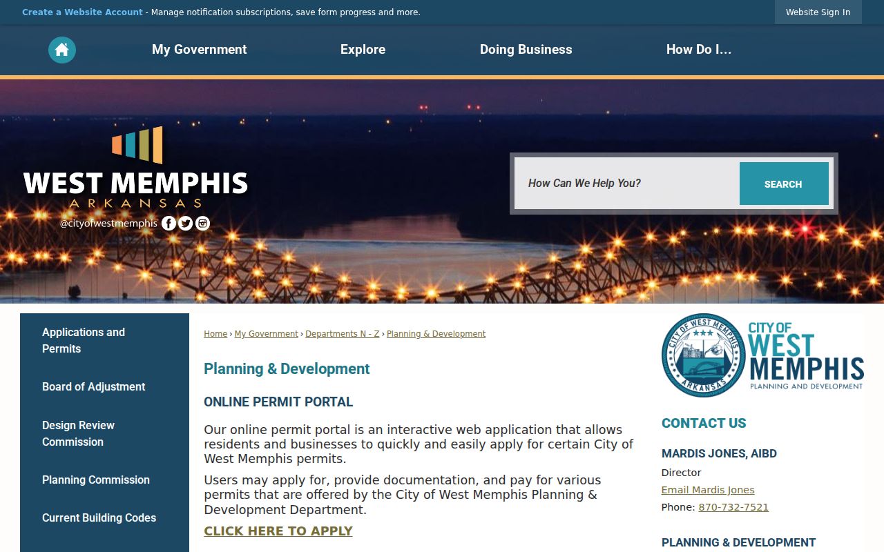 West Memphis street directory Planning and permit access